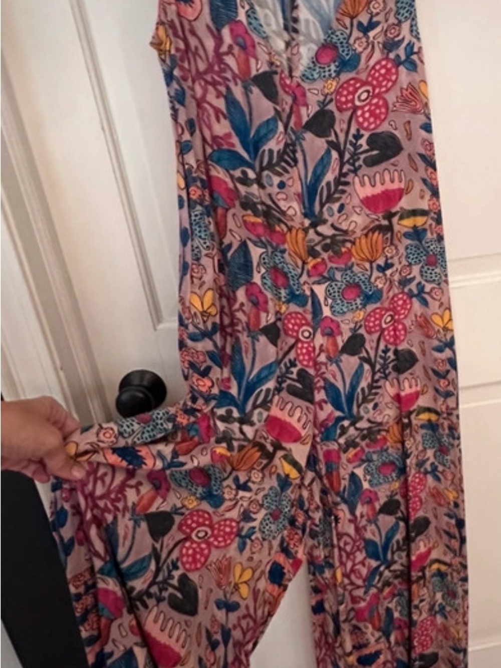 Natural Life M Let's Just Go Wide-Leg Jumpsuit romper Pink Floral Boho